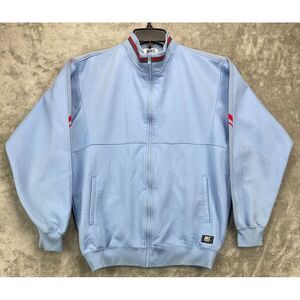 Asics Men's Track Jacket JPN 102 (US XL) Light Blue Full Zip Mock‎ Neck Logo
